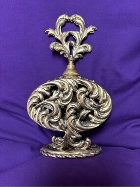 Vintage Heavy Ornate Perfume Goldtone Bottle Ormolu